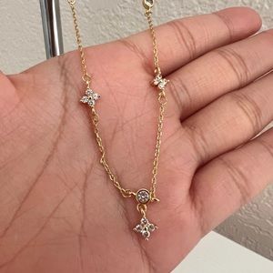 Minimalist Sparkly Gemstone Spade Gold Necklace